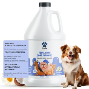 Bscly Total Care Dog Shampoo 1000ml | Anti Tick & Flea Shampoo for Dogs | Anti-Itch, Anti-Fungal & Antibacterial Pet Shampoo | pH Balanced Puppy Safe Shampoo for Soft Shiny Coat & All Breeds