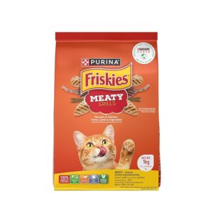 PURINA, FRISKIES, Meaty Grills Adult Dry Cat Food, 1 Kg, Contains Chicken, Turkey, Lamb and Vegetables Flavours